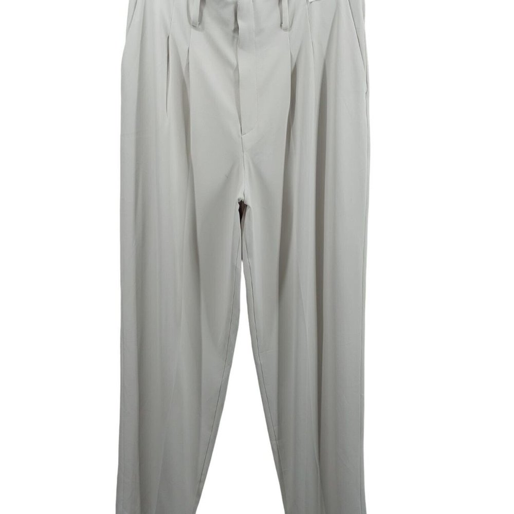 NWT Uniqlo Womens Bone Natural Stretch Drape Relaxed Tapered Ankle Pants Size L